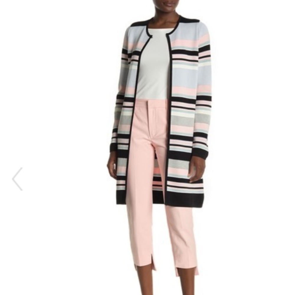 Calvin Klein Open Front Striped Cardigan Sweater
